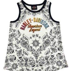 Harley-Davidson Little Girls' Paisley Rib Racerback Toddler Tank Top White